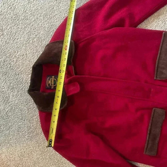 Vintage Machintosh New England Red Wool Barn Chore Coat with Suede Collar - Picture 14 of 15